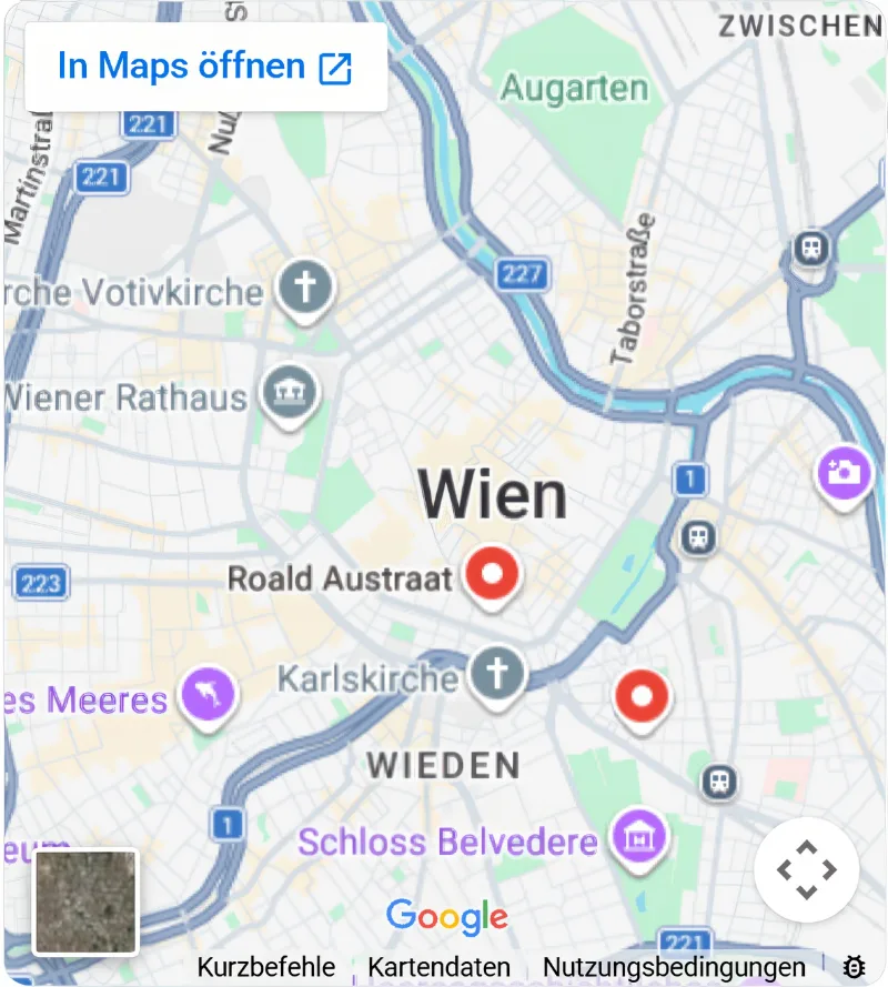 Standort von Roald Austraat auf Google Maps, Mahlerstraße 5, 1010 Wien
